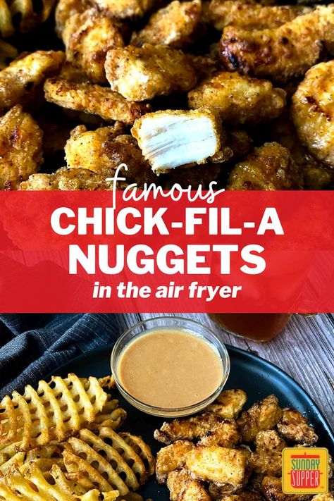 Chick Fil A Chicken Nuggets, Air Fryer Chicken Nuggets, Chick Fil A Nuggets, Homemade Chicken Nuggets, Nuggets Recipe, Air Fryer Oven Recipes, Air Fry Recipes, Air Fryer Recipes Chicken, Air Fryer Dinner Recipes