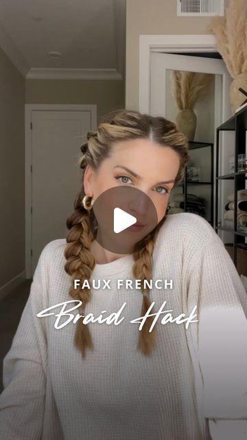 NICHOLE 💁‍♀️ Hairstyles + Tutorials on Instagram: "Faux French Braid! If you’re having trouble nailing the French braid, try this hack instead! 💁‍♀️ Split your hair in half so that you have an equal amount of hair on both the left and right sides of your head. Focus on one side at a time. Take a two inch section and split it into two. Cross the front piece over the back piece and grab it with your other hand. The back piece now becomes the front. Let go of the front piece. Add hair to the new front piece and cross it over the back piece. Continue this process until you reach the middle of your ear. Take the remaining hair and create a three strand braid until you reach the end. Secure with an elastic. Gently stretch out the braid by pulling on the sides to make it nice and fluffy. Repeat Faux French Braid, Braided School Hairstyles, Front French Braids, Three Strand Braid, Side Braid Tutorial, French Braid Short Hair, How To Make Braids, Half French Braids, Easy French Braid