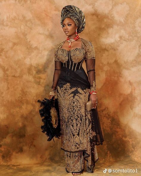 Nigerian Traditional Dresses, Igbo Traditional Wedding, Black Lace Wedding Dress, Igbo Bride, Black Lace Wedding, African Bridal Dress, Ankara Dress Designs, Nigerian Lace Styles Dress, Nigerian Lace Styles