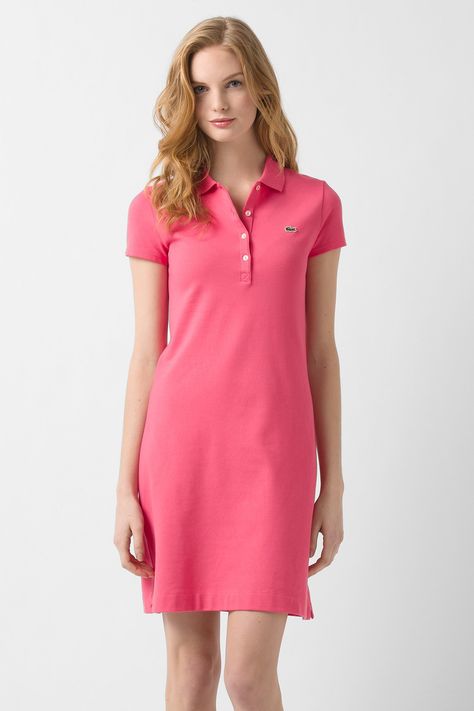 Lacoste Short Sleeve Stretch Pique Classic Polo Dress : Dresses Polo Dress Outfit, Lacoste Dress, Beyonce Outfits, Dress Label, Polo Shirt Dress, Indian Bridal Dress, Golf T Shirts, Denim Midi Skirt, Polo Dress