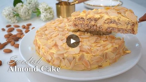 Swedish Almond Cake Recipe | Ikea Almond Cake | How to make a flourless Swedish Almond Cake.

Here's what you'll need:
4 egg yolks 
Cream Frosting:
1/3 cup sugar (70g)
1/2 cup cream (120ml)
1 teaspoon... | By Savor EasyFacebook Swedish Almond Cake Recipe, Swedish Almond Cake, Almond Cake Recipe, Cake 5, Cake Delicious, Almond Cake, Pineapple Cake, Egg Yolks, Cream Frosting