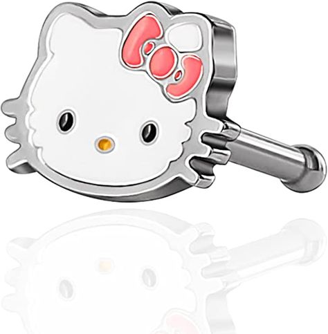 if anyone bought me this id marry them on the spot. Hello Kitty Lunch Bag, Nose Tattoo, Stud Nose Ring, Sanrio Clothing, Flat Piercing, Hello Kitty Earrings, Hello Kitty Gifts, Nose Piercing Stud, Hello Kitty Cupcakes