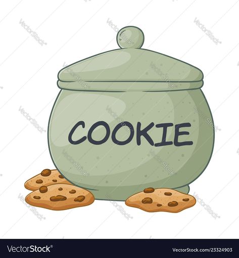 Cookie Jar Drawing, Cartoon Cookie Drawing, Jar Of Cookies Drawing, Cookie Jar Painting Ideas, Cookie Jar Decor, Jar Of Cookies, Cookie Monster Cookie Jar, Cookie Vector, Cookie Drawing