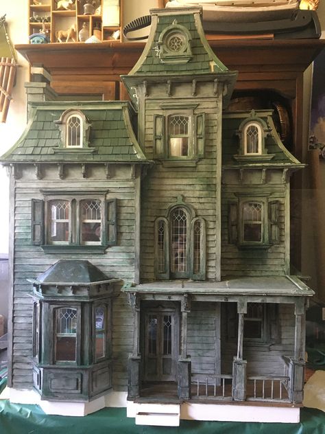 Painting the Beacon Hill house to look abandoned Haunted House Miniatures, Haunted Orphanage, Gothic Fairy House, Haunted Mansion Bloxburg, Painted Haunted House, Diy Cardboard Haunted House, Victorian Haunted House, Diy Miniature Haunted House, Haunted House Model