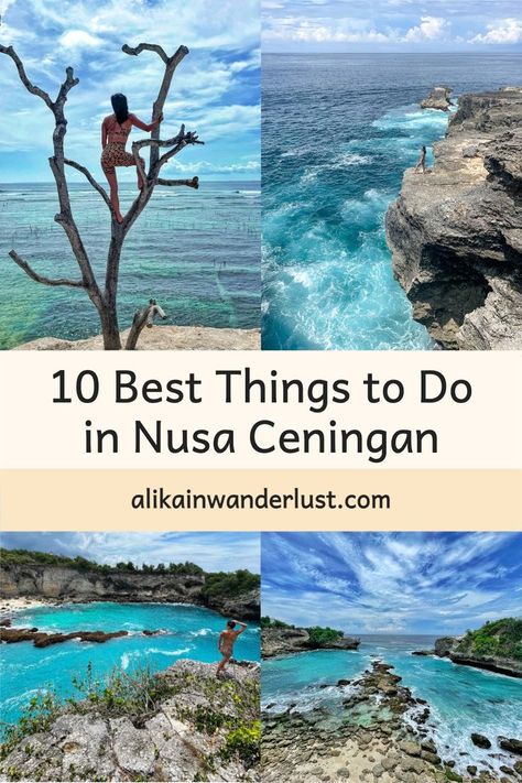 A complete travel guide with the 10 Best Things to Do in Nusa Ceningan. Nusa Ceningan, Secret Beach, Bali Travel, Small Island, Blue Lagoon, Tropical Beach, Travel Itinerary, Plan Your Trip, Blue Water