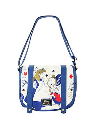 Loungefly Disney Alice In Wonderland Crossbody Double Buckle Bag, Alice In Wonderland Rabbit, Disney Purses, Disney Purse, White Handbags, Handbags White, Disney Loungefly, Fur Purse, Disney Alice In Wonderland, Buckle Bag