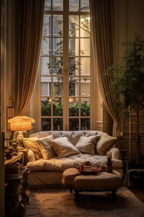 Old Fashioned Apartment, French Living Room Ideas, French House Aesthetic, Old Money Interior Design, Old Money Interior, French Living Room Decor, French Living Room, Parisian Living Room, Paris House