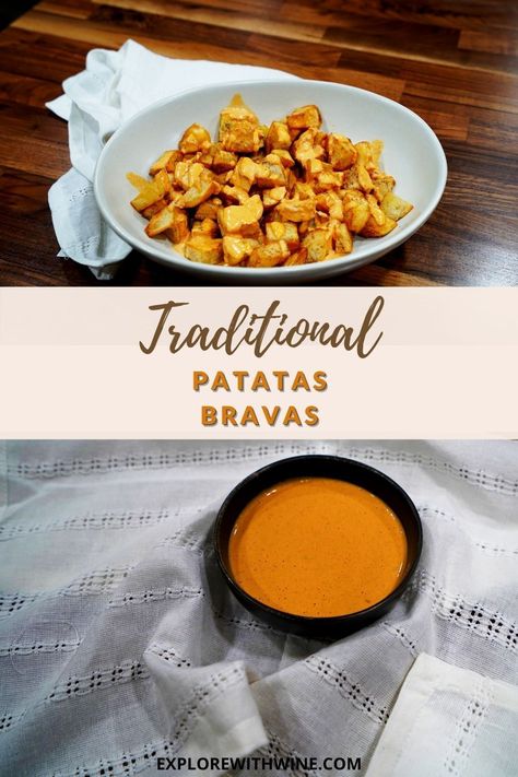 Delicious Patata Bravas Recipe. Patatas Bravas Sauce, Bravas Sauce, Tapas Menu, Tapas Dishes, Tapas Recipes, Good Wine, Spanish Tapas, Yummy Lunches, Spanish Food