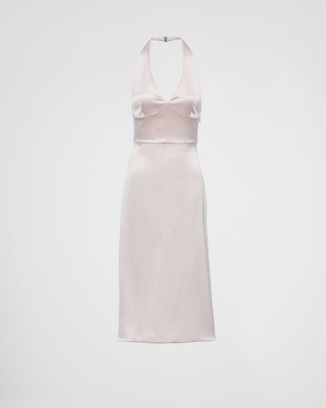 Opal Re-edition 1995 Satin Halter Dress | PRADA Expensive Closet, Prada Clothes, Old Money Outfit Ideas, Prada Brand, Dress Outfits Ideas, Prada Dresses, Satin Halter Dress, Prada Dress, Halter Cocktail Dress