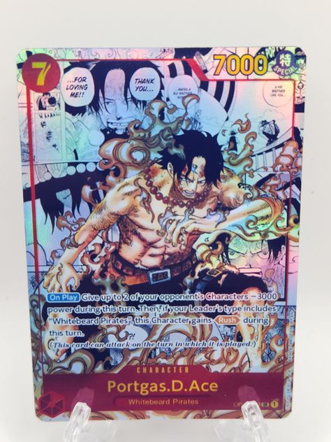 One Piece Card Game Art, One Piece Trading Cards, Ace Card Art, One Piece Card Game, Portgas D Ace Manga, Ace Manga, One Piece Portgas D Ace, One Piece Card, Tcg Cards