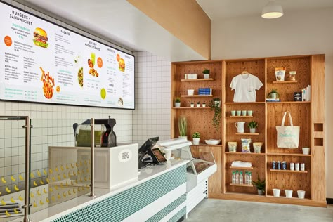 Modern Diner, Merch Display, Design Campaign, Counter Seating, Sandwich Shop, White Subway Tiles, Restaurant Marketing, Retro Diner, Fast Casual