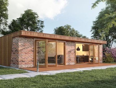 Garden Lodge, Insulated Garden Room, Garden Room Ideas, Summer House Garden, Brick Garden, Luxury Garden, Timber Cladding, Garden Rooms, Cinema Room