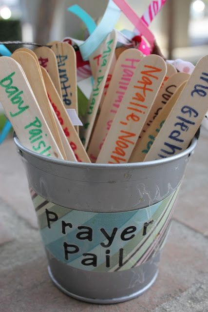 Prayer Pail:  this would be a great project for my girls group or my adult prayer group!  I definitely want to make one for my family! Prayer Jar, Prayer Stations, Prayer Closet, Prayer Corner, Prayer Group, Prayer Wall, Christian Crafts, Church Crafts, Prayer Times