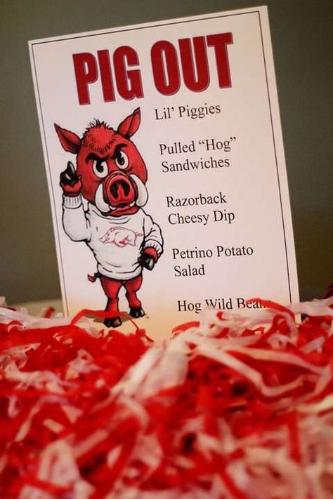 Hog Wild 1st Birthday | CatchMyParty.com Tailgate Birthday Party, Razorback Party, Grad Party Decorations, Birthday For Him, Arkansas Razorbacks, Football Party, Birthday Meme, Grad Parties, Catch My Party