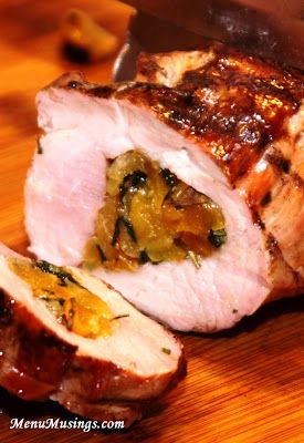 Raspberry Bread, Green Peppercorn, Night Recipes, Peppercorn Sauce, Stuffed Pork, Grilled Pork Tenderloin, Date Night Recipes, Pork Ham, American Mom