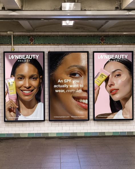 🗣️ 🗣️🗣️ An SPF you actually want to wear, every day! Mineral Sun Glow Broad Spectrum SPF 43 PA+++ is available NOW @Sephora or INNBEAUTYPROJECT.com. #MineralSunGlow Skincare Billboard, Product Creative Ads, Spring Product Photography, Sunscreen Ads, Passion Project Ideas, Advertising Design Poster, Essence Extreme Shine, Product Campaign, Campaign Branding