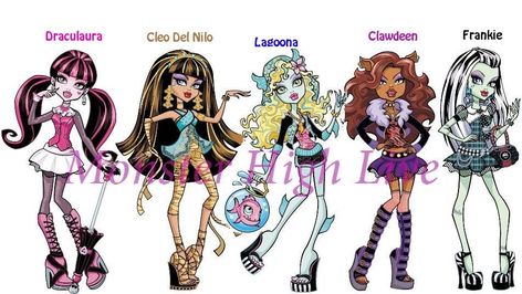 Monster High Group Halloween Costume, 5 Girls Halloween Costume, Cool Group Halloween Costumes, Monster High Characters Halloween Costume, Monster High Friend Group, Monster High Main Characters, 5 Girl Halloween Costumes, Mister High Costume, Halloween Costumes 5 Girls Group