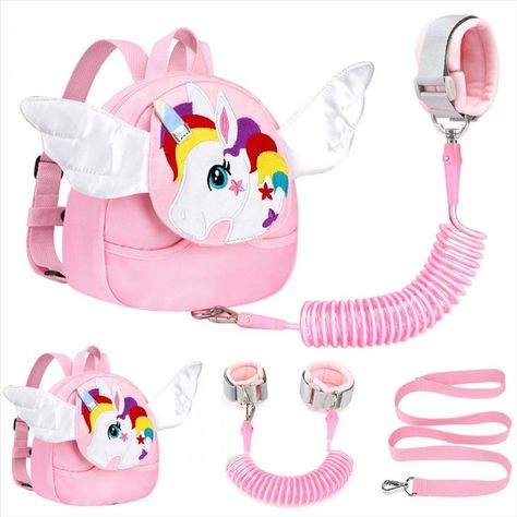 Accmor Toddler Harness Backpack Leash, Cute Unicorn Kid Backpacks with Anti Lost Wrist Link, Mini Child Harness Leash Walking Wristband Rope Baby Protection Belt for Girls (Light Pink) Backpack Leash, Toddler Leash, Baby Travel Gear, Toddler Safety, Unicorn Backpack, Baby Walking, Unicorn Kids, Dinosaur Funny, Unicorn Pattern