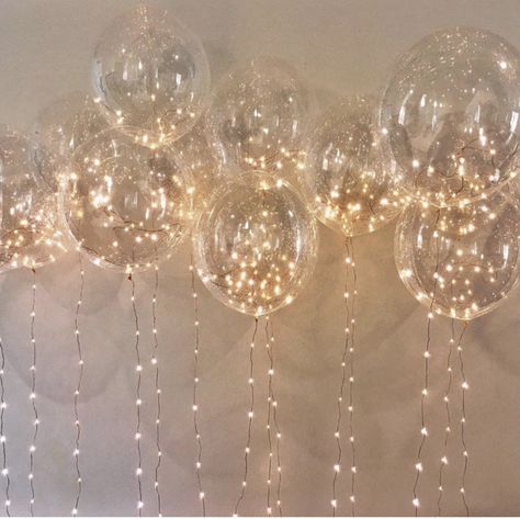 Gold Led Balloons, Fairy Light Balloons, Sparkle Balloons, Light Pink Decor, Fairy Light Backdrops, Merry Birthday, 18th Party, Wedding Cottage, Twilight Party