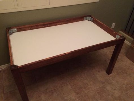 Game Table Ideas, Gaming Table Diy, Dice Table, Ikea Table Hack, Table For 10, Card Game Table, Diy Table Top, Ikea Table, Board Game Table