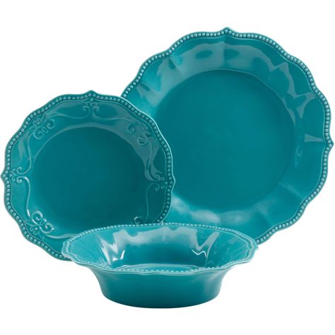 Buy The Pioneer Woman Paige 12-Piece Dinnerware Set, Turquoise at Walmart.com Pioneer Woman Dinnerware, Pioneer Kitchen, Kitchen Glassware, Turquoise Kitchen, Pioneer Woman Kitchen, The Pioneer Woman, Crackle Glaze, Gorgeous Gardens, Pretty Stuff