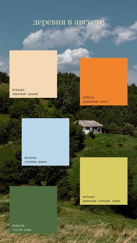 Outside Color Palette, Village Color Palette, Daytime Color Palette, Hunter Green Palette Color Combinations, Vintage Summer Camp Color Palette, August Colors Palette, Nature Colour Scheme, Lake Como Color Palette, West Coast Color Palette