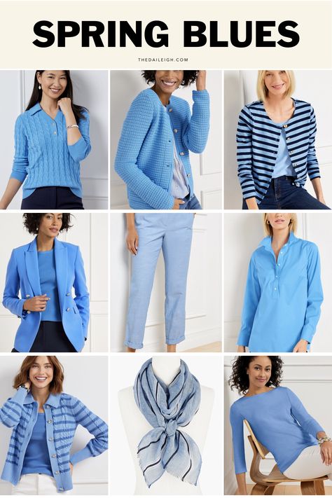 Spring Shades of Blue — THE DAILEIGH Blue Spring House Of Colour, Spring House Of Colour, Blue Wardrobe, New Mom Outfits, Mom Wardrobe Essentials, House Of Colour, Mom Outfits Spring, Creating Outfits, Classic Outfits For Women