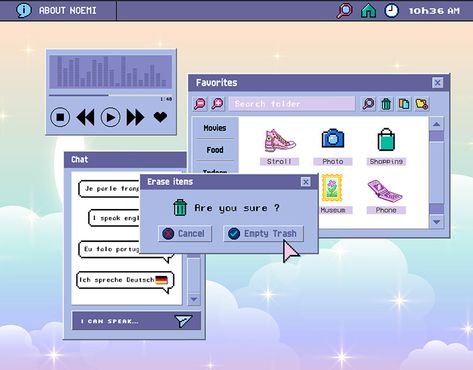 90s UX interface | Motion design on Behance Digital Interface Design, 90s Aesthetic Website Design, Retro Futurism Web Design, Y2k Portfolio Design, Y2k Website Aesthetic, Website Design Y2k, 90s Windows Aesthetic, 90s Website Design, 90s Web Design