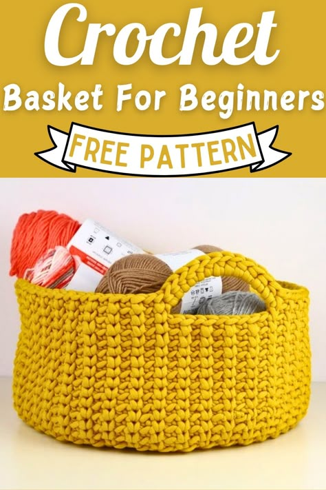 5 Super Useful Crochet Basket Patterns To Carry Stuff Around - Clairea Belle Makes Crochet Handy Basket, Free Crochet Basket Patterns For Beginners, Handy Basket Crochet Pattern, Crochet Scrap Basket Free Pattern, How To Knit A Basket, Crochet For Home Decor, Crochet Hanging Wall Basket, Crochet Basket Super Bulky Yarn, Crochet Basket Worsted Weight Yarn