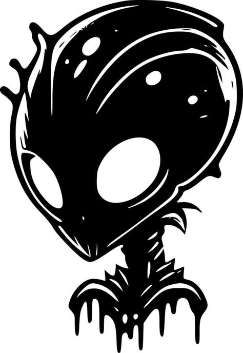 Alien - Black and White Isolated Icon - Vector illustration Alien Black And White, Alien Icon, Alien Vector, Bw Art, Limp Bizkit, Alien Art, Illustration Vector, Aliens, Vector Logo