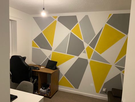 Created with odd colours left and yellow frog tape! Second Bedroom Ideas, Two Bedroom, Bedroom Wall, Bedroom Ideas, Contemporary Rug, Bedroom, Yellow, Wall, Quick Saves