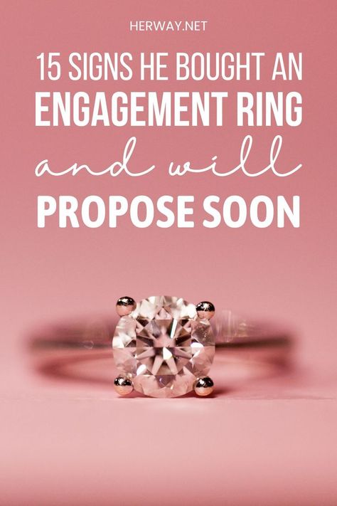 If you're at the point in your relationship when a proposal is inevitable, here are the signs he bought an engagement ring that mean it's coming soon. Boyfriend Won’t Propose, Signs Hes Going To Propose, When To Propose, Why Won’t He Propose, How To Get Him To Propose, Waiting For Him To Propose, Proposal Quotes, Man Proposing, Romantic Date Night Ideas