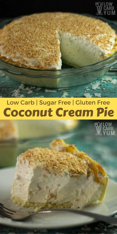 Sugar Free Coconut Cream Pie, Coconut Cream Pie Easy, Coconut Cream Pie Recipes, Low Carb Snack, Sugar Free Low Carb, Dessert Aux Fruits, Low Carb Dessert, Low Carb Sweets, Coconut Cream Pie