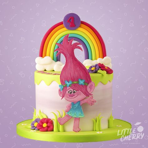 Princess Poppy Birthday Cake, Princess Poppy Cake, Trolls Birthday Party Cake, Poppy From Trolls, Colourful Cake, Trolls Birthday Cake, Birthday Cake Designs, Cinderella Cupcakes, Poppy Cake