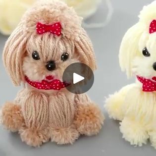 Diy Yarn Dolls, Toilet Paper Roll Wall Art, Dolls Handmade Diy, Pom Dog, Yarn Dolls, Crochet Stitches Video, Dog Crafts, Yarn Diy, Doll Tutorial