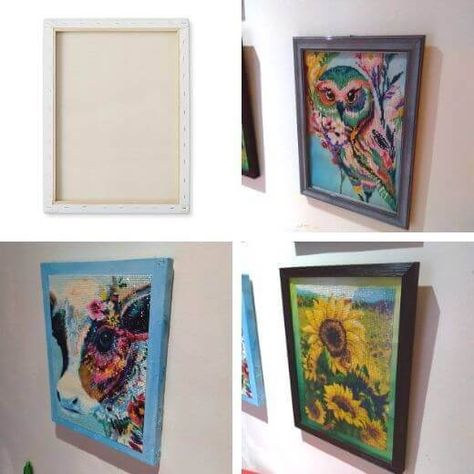 Ideas For Framing Diamond Art, Framing A Diamond Painting, Diamond Art Frame Ideas, How To Hang Diamond Painting, Diy Diamond Art Frame, 5d Diamond Painting Pictures, How To Frame Diamond Art Pictures, Diy Diamond Painting Frame, Frame Diamond Painting