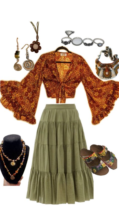 It’s been so long since I posted ima be mor active 70s Long Skirt, Earthy Boho Outfits, 1970 Clothing, 1970 Outfits, Casual Boho Outfits, Bohemian Outfit, Girls Night Outfit, 60s 70s Fashion, 70s Inspired Fashion