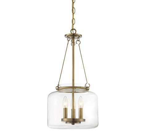 The Akron 3-light pendant from Savoy House proves that a simple style can be stunning! Its square glass shade protects the light sources within and is accentuated by thoughtfully-detailed hardware. Warm brass finish. House Lighting Fixtures, Jar Chandelier, Savoy House Lighting, Jar Lanterns, Foyer Pendant, Brass Pendant Light, Savoy House, 3 Light Pendant, Drum Pendant