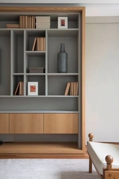 Bookcase Design, Bookcase Decor, Wall Shelves Design, Bookcase Wall, 아파트 인테리어, Living Room Shelves, Room Shelves, Wall Units, Built In Bookcase