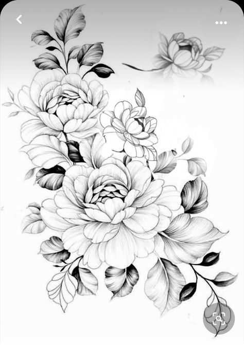 Peony Drawing Tattoo, Flower Tattoo Stencils, Peony Flower Tattoos, Floral Thigh Tattoos, Flower Tattoo Drawings, Flower Tattoo Arm, Floral Tattoo Sleeve, Peonies Tattoo, Floral Tattoo Design