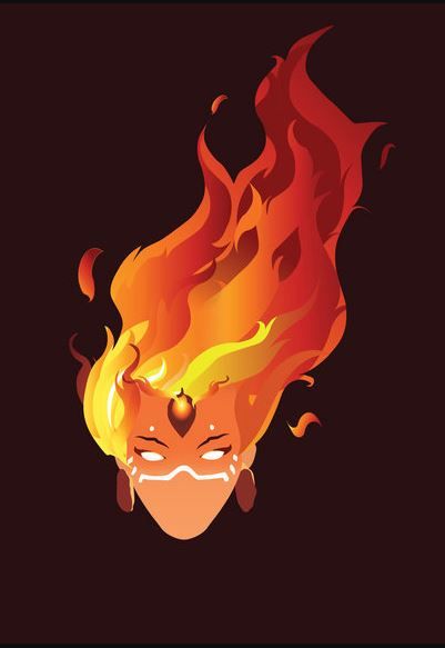 Flaming Hair Drawing, Fire Themed Character Design, Fire Person Art, Fire Crown Aesthetic, Fire User Character Design, Fire Hair Art, Fire Hair Drawing, Fire Character Design, Fire Person