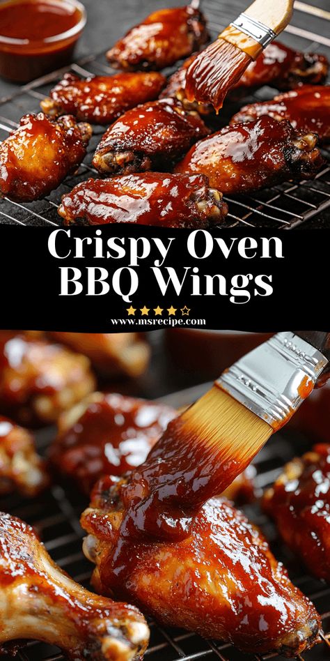 Follow this easy recipe to get crispy, oven-baked BBQ chicken wings with a glossy finish every time. Bbq Chicken Oven Baked, Oven Baked Barbeque Chicken, Best Chicken Wings Recipe, Baked Barbeque Chicken, Recipe Ideas For Dinner, Wings Recipe Oven, Chicken Wings Recipe Oven, Chicken Wings In The Oven, Baked Bbq Chicken Wings