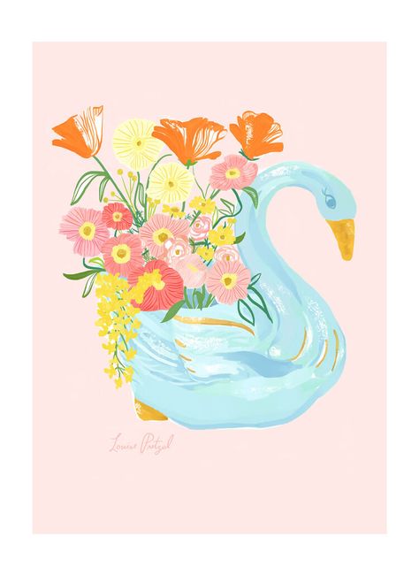 the pretzel shop — Louise Pretzel Swan Illustration Vintage, Planter Illustration, Louise Pretzel, Pretzel Illustration, Pretzel Shop, Swan Illustration, Swan Vase, Ceramic Swan, Swan Planter