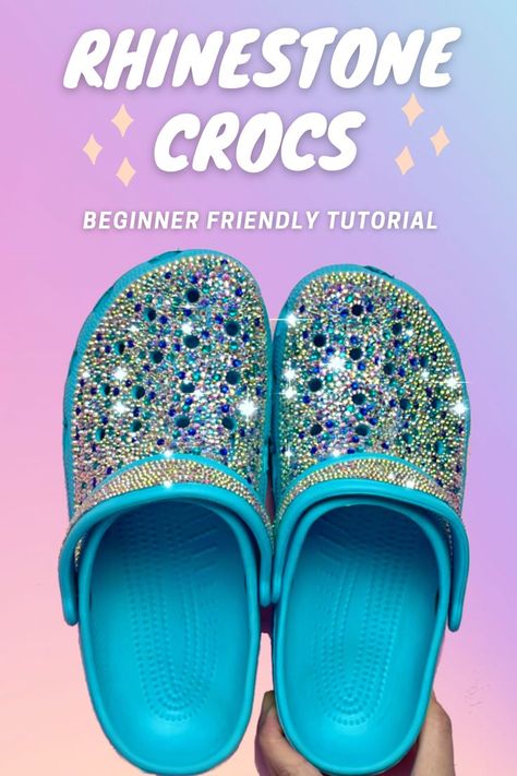 Croc Bling Ideas, Bedazzled Crocs Shoes Diy, Bling Crocs Shoes Diy, Rhinestone Crocs Shoes Diy, Crocs Rhinestone, Diy Bedazzled, Crocs Diy, Bedazzled Crocs, Bling Crocs