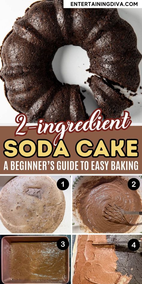 Super Easy 2-Ingredient Soda Cake | Easy Dessert Recipes Cake Mix And Soda Recipes, Cakes Made With Soda, Soda Cake Recipe, Cake Mix And Soda, Soda Cake, Simple Baking, Best Brunch Recipes, Quick Dessert Recipes, Quick Dessert