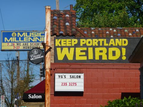 Keep Portland Weird billboard on Burnside Tv Sketch, Portland Style, The Decemberists, Oregon Life, Toy Story Woody, Food Carts, Portland City, Downtown Portland, Pacific Nw