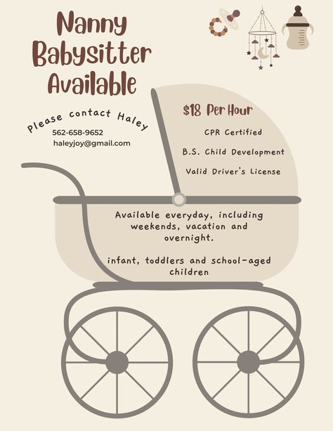 This beautiful Babysitting Nanny Services Flyer Digital Card Editable Template PDF is editable and allows you to purchase, edit, and personalize in a matter of few simple clicks. (Size 8.5 X 11 inch) You will receive access to your template instantly after purchasing and can edit in an easy-to-use web application!  Instant Download Printable only- This listing does not offer any physical item for shipment. Babysitting Service Flyer, Nanny Flyer Ideas, Babysitting Card Ideas, Babysitting Flyers Template, Babysitting Posters Ideas, Babysitting Flyers Ideas, Babysitting Kit, Babysitting Hacks, Babysitting Flyers