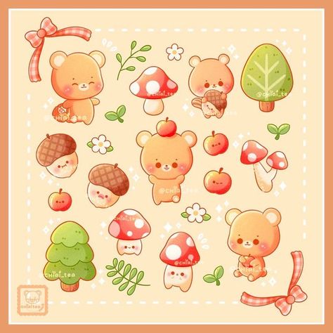 Kawaii Forest, Healthy New Year, Forest Drawing, Air Dry Clay Projects, Into The Forest, Kawaii Illustration, Forest Illustration, Happy Friday Everyone