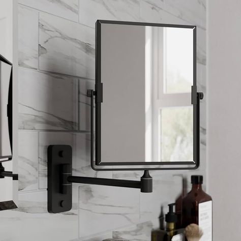 Bathroom Mirror On Arm, Extendable Bathroom Mirror, Shaving Mirror Bathroom, Shaving Mirror Wall Mounted, Bathroom Vanity Mirror Ideas, Small Bathroom Mirrors, Wall Mounted Makeup Mirror, Foldable Mirror, Shower Mirror