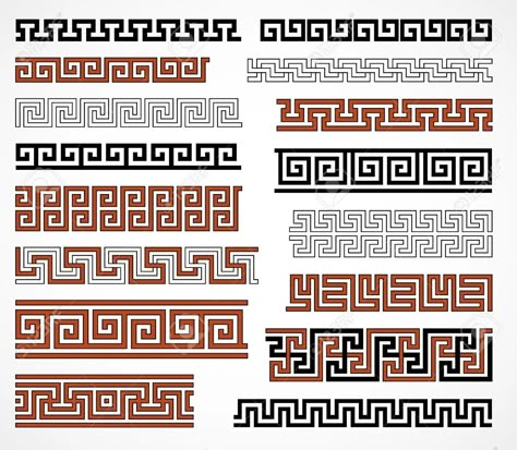 Greek Pattern, Chinese Pattern, Frame Floral, Mosaic Crochet, Quilt Border, Greek Style, Greek Art, Chinese Patterns, Pattern Vector